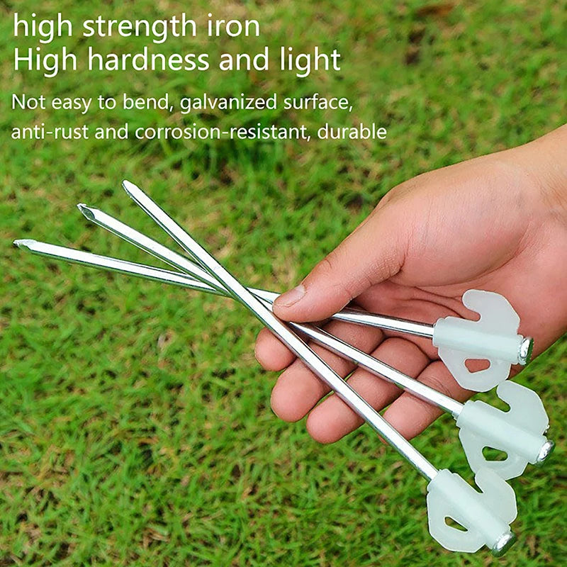 1Pc Luminous Camping Tent Spiral Steel Stakes