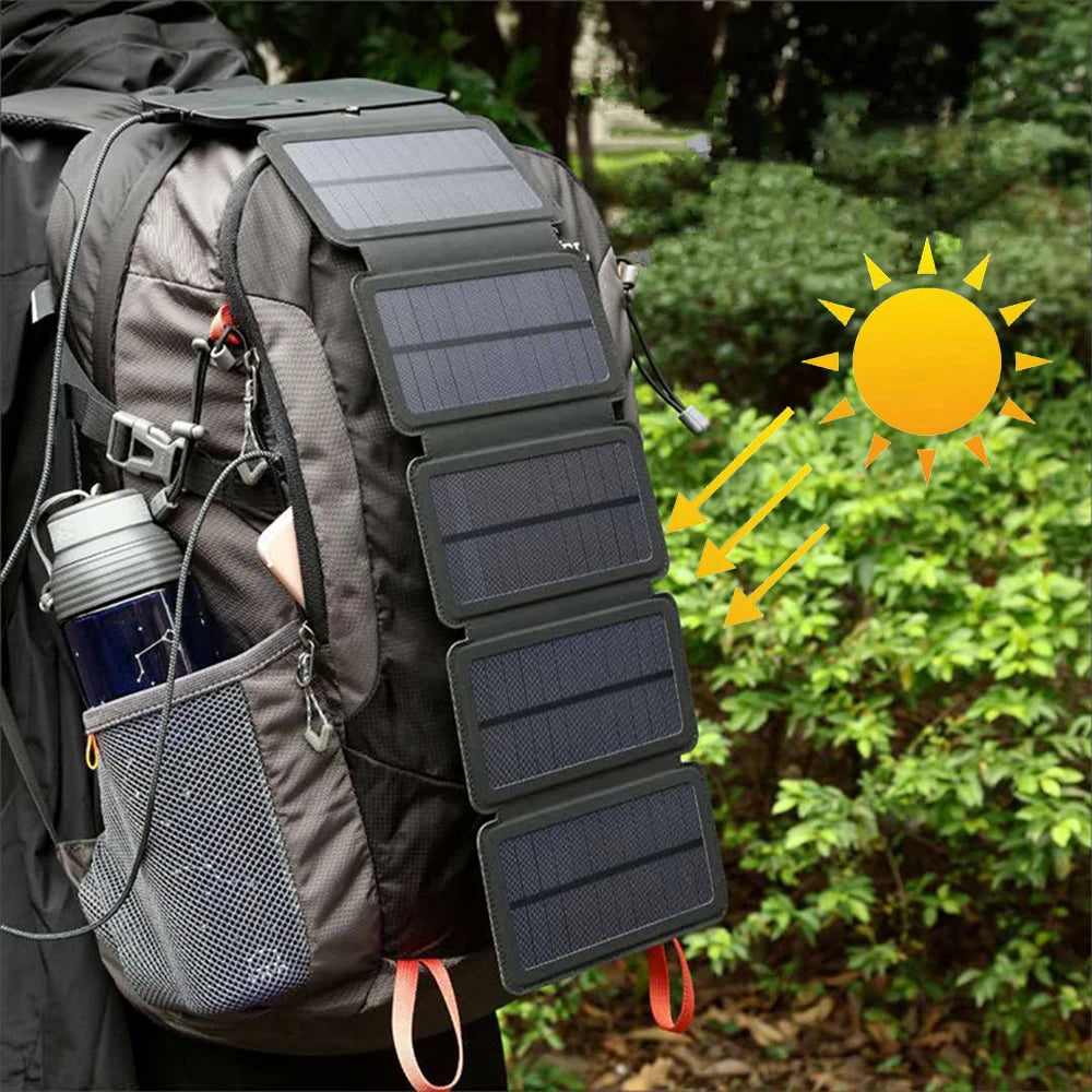 Folding Outdoor Solar Panel USB Charger for Camping and Hiking