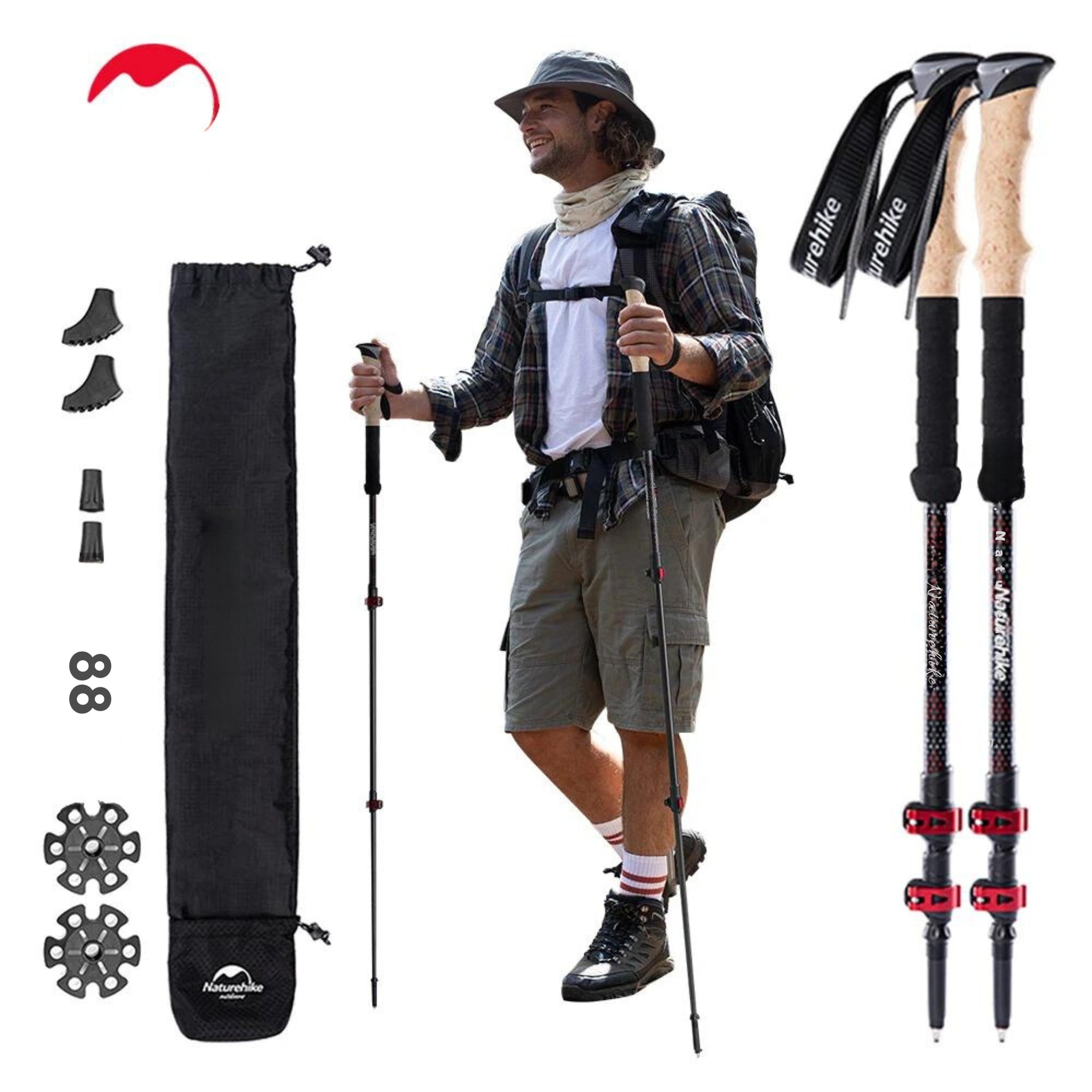 Naturehike Carbon Fiber Trekking Poles - 2pcs